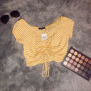 Stripped Yellow & White Crop Top